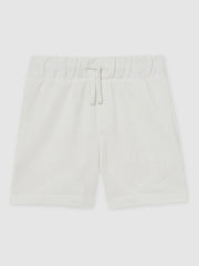 Reiss | 3-9 yrs Cotton Brand-Embroidered Shorts in Off White