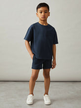Reiss | 3-9 yrs Cotton Palm-Embroidery Oversize T-Shirt in Washed Navy