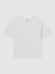Reiss | 9-13 yrs Cotton Palm-Embroidery Oversize T-Shirt in Off White