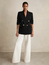 Reiss | Oversized Double-Breasted Blazer Linen-Blend in Black