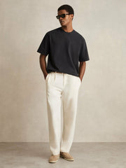 Reiss | Cotton Garment-Dyed Oversize T-Shirt in Washed Black