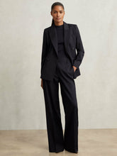 Reiss | Petite Wool-Blend Wide-Leg Suit Trousers in Navy