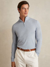 Reiss | Merino Wool Half-Zip Jumper in Soft Blue