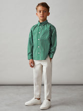 Reiss | 3-9 yrs Cotton-Poplin Striped Oversize Shirt in Green/White
