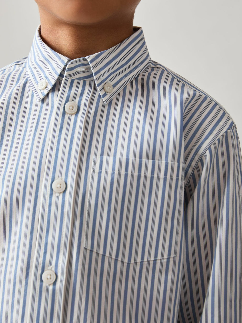 Reiss | 9-13 yrs Cotton-Poplin Striped Oversize Shirt in Blue/White