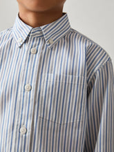 Reiss | 9-13 yrs Cotton-Poplin Striped Oversize Shirt in Blue/White