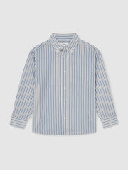 Reiss | 9-13 yrs Cotton-Poplin Striped Oversize Shirt in Blue/White