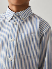 Reiss | 3-9 yrs Cotton-Poplin Striped Oversize Shirt in Blue/White