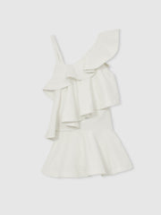 Reiss | Cotton Tiered Ruffle Mini Dress in Ivory