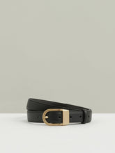 Reiss | Leather Curved-Buckle Belt in Black