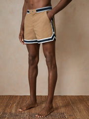 Reiss | | Ché Stripe-Trim Swim Shorts in Camel