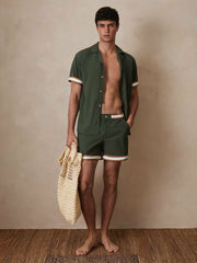 Reiss | | Ché Stripe-Trim Swim Shorts in Pine Green