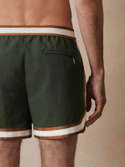 Reiss | | Ché Stripe-Trim Swim Shorts in Pine Green