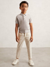 Reiss | 3-9 yrs Merino Wool Short Sleeve Polo Shirt in Wicker Melange