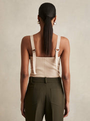 Reiss | Stretch-Cotton D-Ring Strap Vest in Neutral