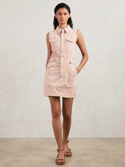 Reiss | Good American Denim Zipped Mini Dress in Petal Pink