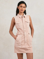 Reiss | Good American Denim Zipped Mini Dress in Petal Pink