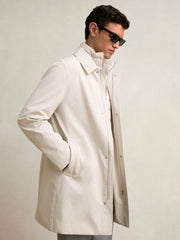 Reiss | Hybrid Removable Funnel Neck Overcoat in Light Stone
