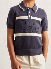 Reiss | 9-13 yrs Cotton Logo-Embossed Knit Polo Shirt in Indigo Blue/White