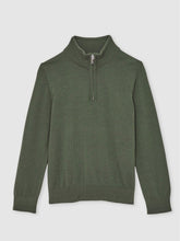 Reiss | 13-14 yrs Merino Wool Half-Zip Funnel Neck Jumper in Kale Green