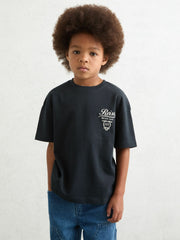Reiss | 3-9 yrs Cotton Motor Cars-Print T-Shirt in Washed Blue/White