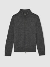 Reiss | 13-14 yrs Merino Wool-Blend Zip-Through Cardigan in Derby Grey Melange