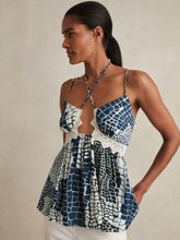 Reiss | Animal Print Lace Trim Cami Top in Blue