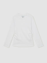 Reiss | 13-14 yrs Cotton Ruched Long-Sleeve T-Shirt with Stretch in Ivory