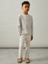 Reiss | 4-9 yrs Stretch-Cotton Stripe T-Shirt in Off White/Camel