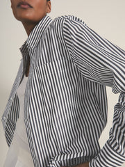 Reiss | | Les 100 Ciels Stripe Shirt in White/Navy