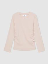 Reiss | 13-14 yrs Cotton Ruched Long-Sleeve T-Shirt with Stretch in Pale Pink