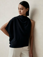 Reiss | One-Shoulder Draped Top in Navy