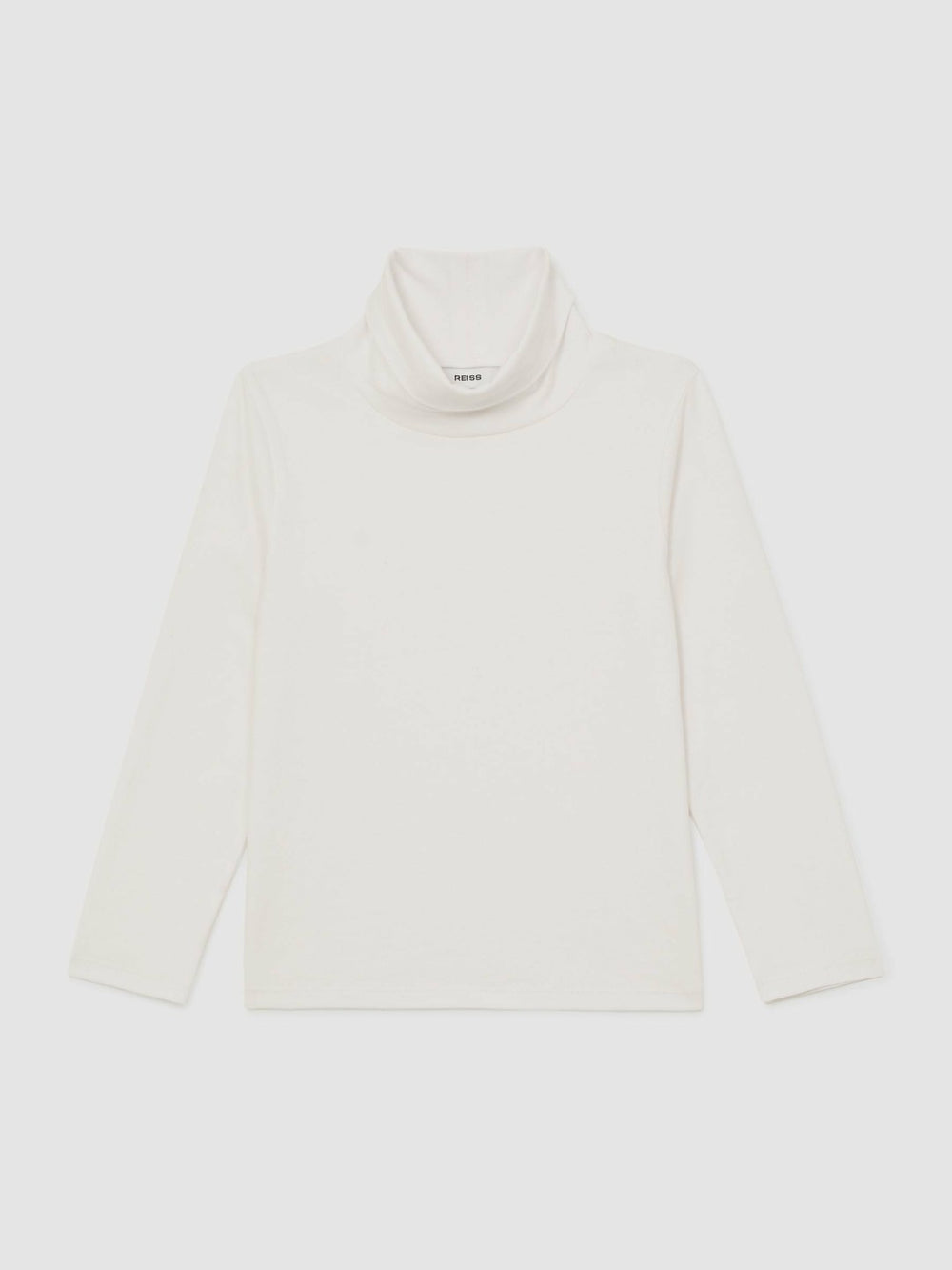 Reiss | 13-14 yrs Cotton-Jersey Roll-Neck Top with Stretch in Ivory