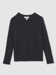 Reiss | 13-14 yrs Wool-Cashmere Reverse-Seam Jumper in Navy