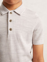 Reiss | 9-13 yrs Merino Wool Short Sleeve Polo Shirt in Wicker Melange