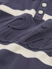 Reiss | 13-14 yrs Cotton Logo-Embossed Knit Polo Shirt in Indigo Blue/White