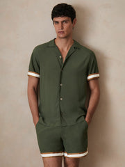 Reiss | | Ché Stripe-Cuff Shirt in Pine Green
