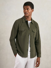 Reiss | Cotton Corduroy Twin-Pocket Overshirt in Khaki Green