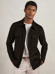 Reiss | Cotton Corduroy Twin-Pocket Overshirt in Brown