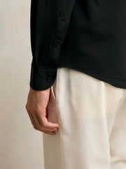 Reiss | Stretch Jersey Cutaway-Collar Shirt in Black