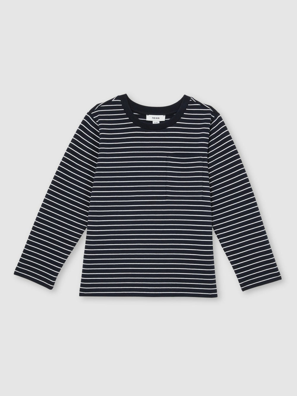 Reiss | 13-14 yrs Stretch-Cotton Stripe T-Shirt in Navy/White