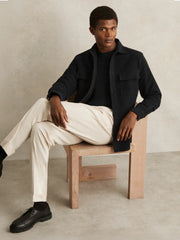 Reiss | Moleskin-Cotton Twin-Pocket Overshirt in Navy