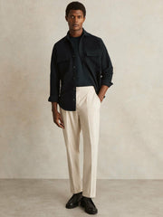 Reiss | Moleskin-Cotton Twin-Pocket Overshirt in Navy