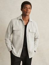 Reiss | Moleskin-Cotton Twin-Pocket Overshirt in Soft Grey Melange