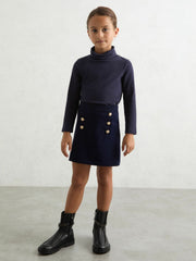 Reiss | 9-13 yrs Cotton-Jersey Roll-Neck Top with Stretch in Navy