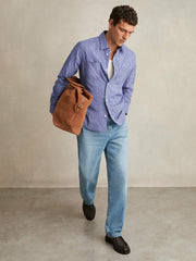 Reiss | Cotton-Poplin Stripe Twin-Pocket Shirt in Blue/White