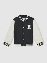 Reiss | 13-14 yrs Colour-Block Varsity Bomber Jacket in Navy/ Off White