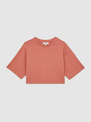 Reiss | 9-13 yrs Cotton Oversized Cropped T-Shirt in Rose