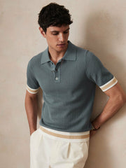 Reiss | | Ché Cotton Knit Polo Shirt in Airforce Blue