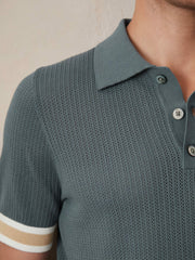 Reiss | | Ché Cotton Knit Polo Shirt in Airforce Blue